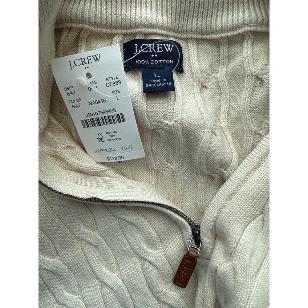 J. Crew Cotton Cable Half-Zip Soft Sweater in Natural Size Large - Picture 8 of 11